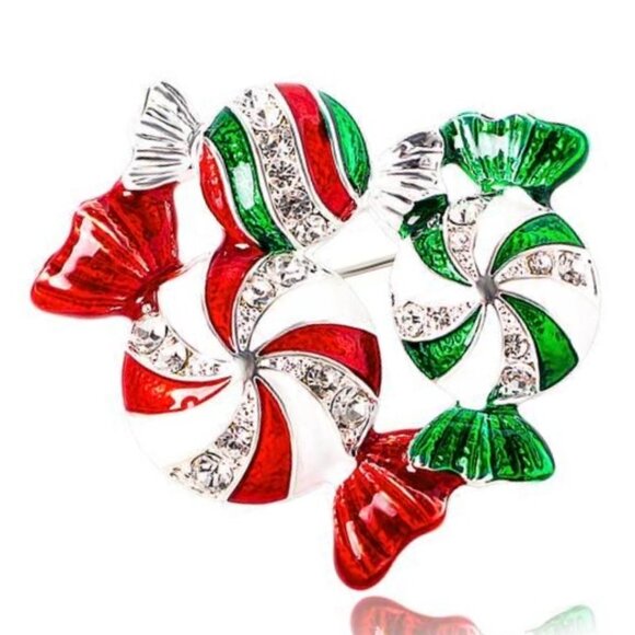 🔥2/$20 Candy Brooch Candy Rhinestone Brooch Pin Christmas Brooch Holiday Pin - Picture 2 of 5